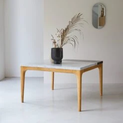 Stonepiet - Table En Chêne Massif Et Marbre 2/4 Pers. -Magasin De Meubles 1200 1200 table stonepiet en chene massif et marbre 2 4 pers 4