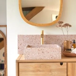 Made - Vasque Carrée En Terrazzo Premium Pink -Magasin De Meubles 1200 1200 vasque en terrazzo premium pink made 3